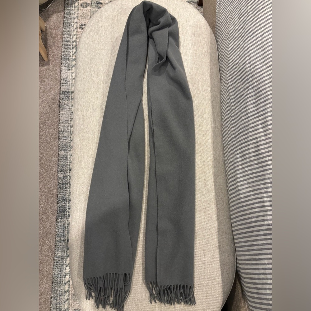 And Other Stories Fringed Wool Blanket Scarf Grey